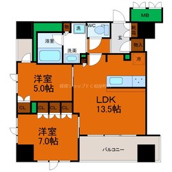 ブランズタワー谷町四丁目の物件間取画像